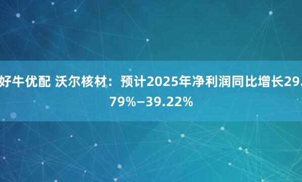 好牛优配 沃尔核材：预计2025年净利润同比增长29.79%—39.22%